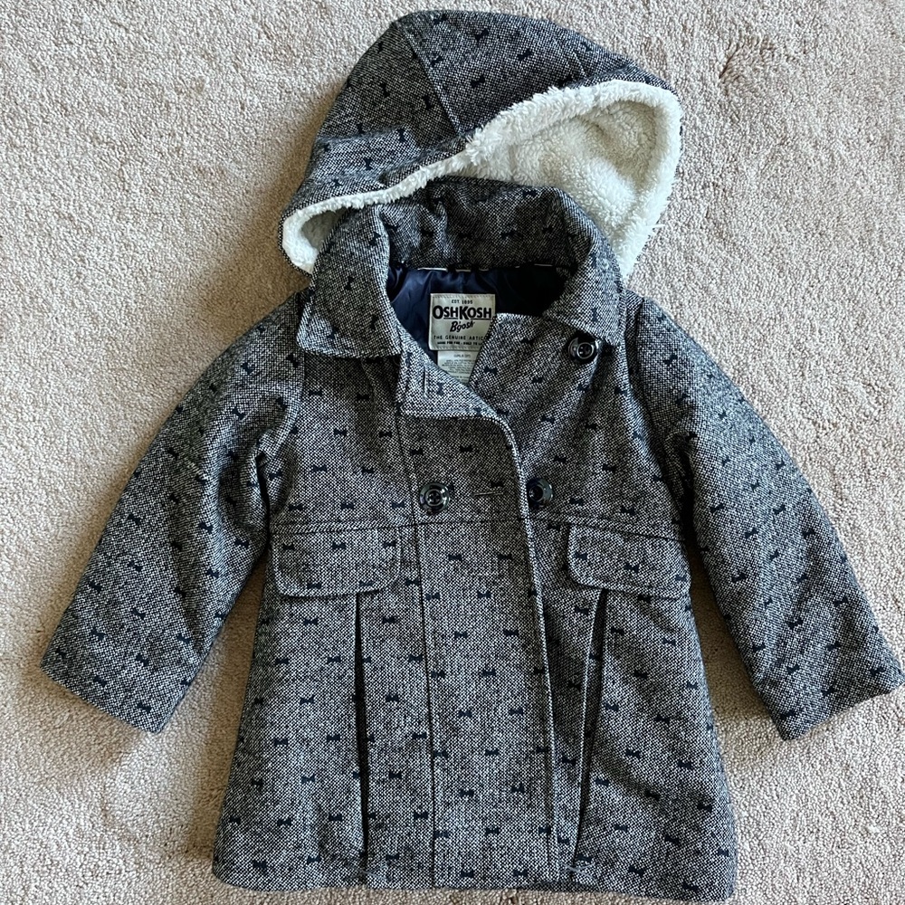 OshKosh B'gosh Girls Bow PeaCoat with Hood